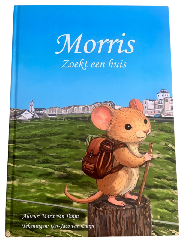 Morris zoekt een huis prentenboek met plaatje van Morris